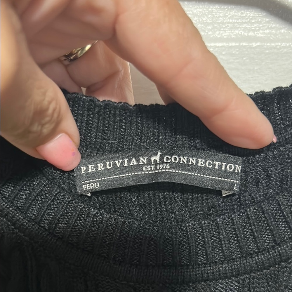 Peruvian Connection Black Ribbed Mock Neck Sweater Dress - Picture 2 of 7
